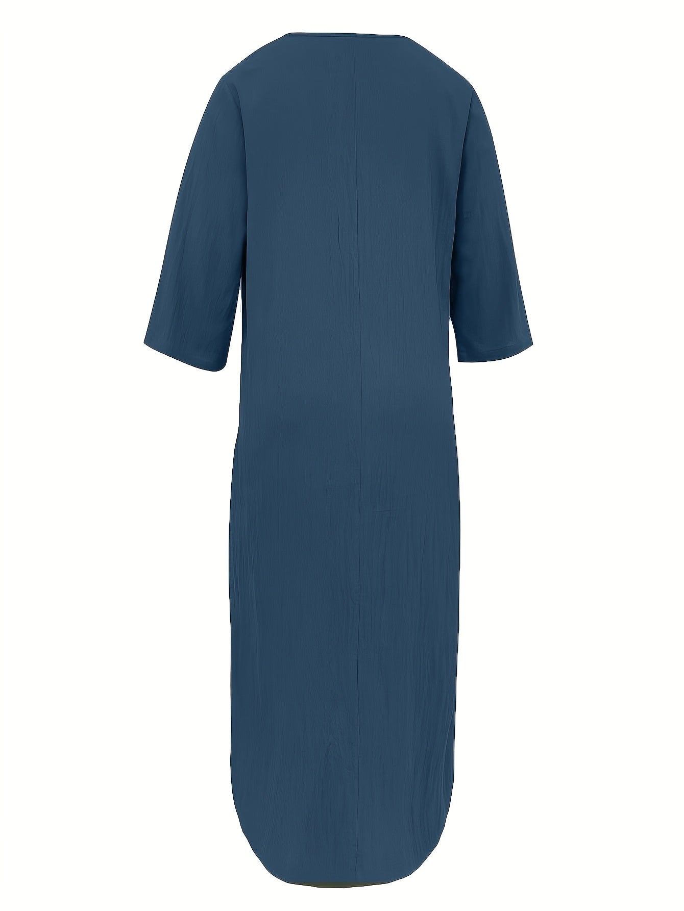 Plus sizes, new elegant V-neck dress for women, loose-fitting casual long dress in plus sizes, perfect for beach holidays and beachwear, with pockets and half-length sleeves. Midi dress for women.