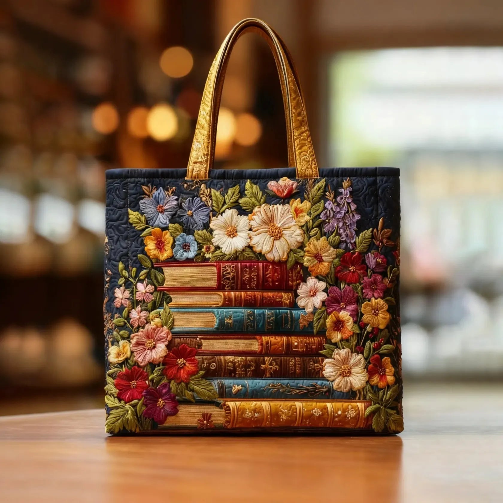 Artisanal Sac - Floral Design with Book Motif