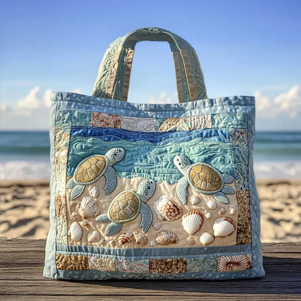 Artisan-Made Matelassé Bag Featuring Sea Turtles