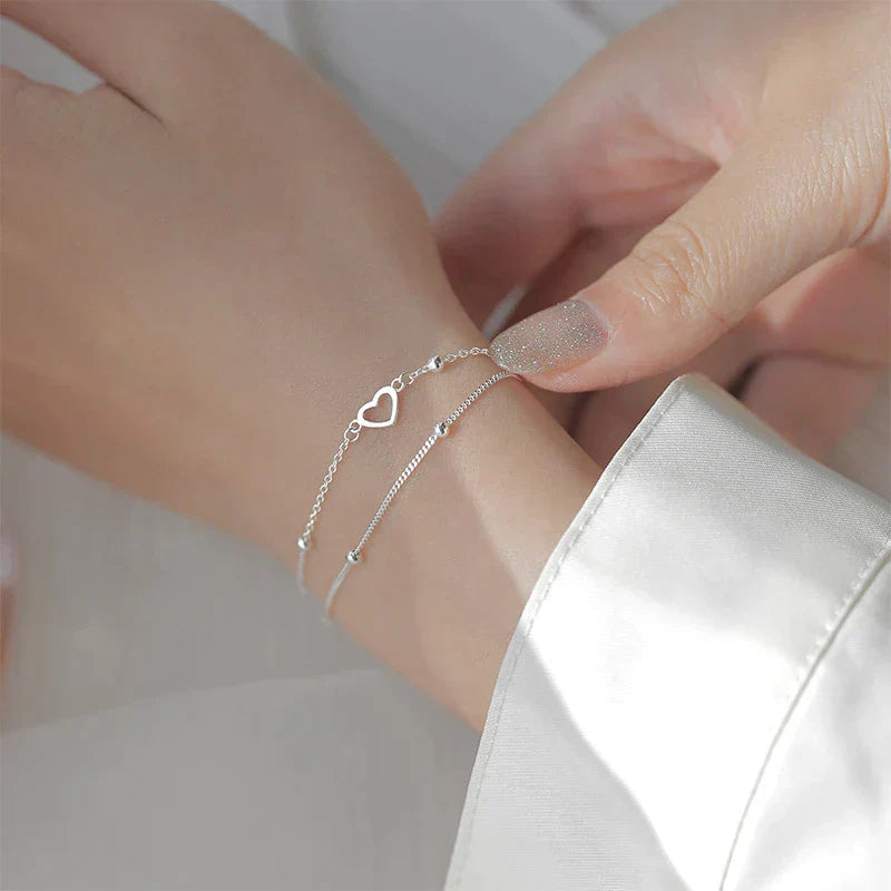 Adjustable Heart Bracelet in Silver