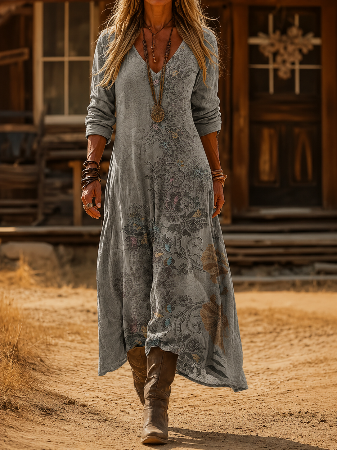 Rachel | Flowing Casual Bohemian Autumn Dress