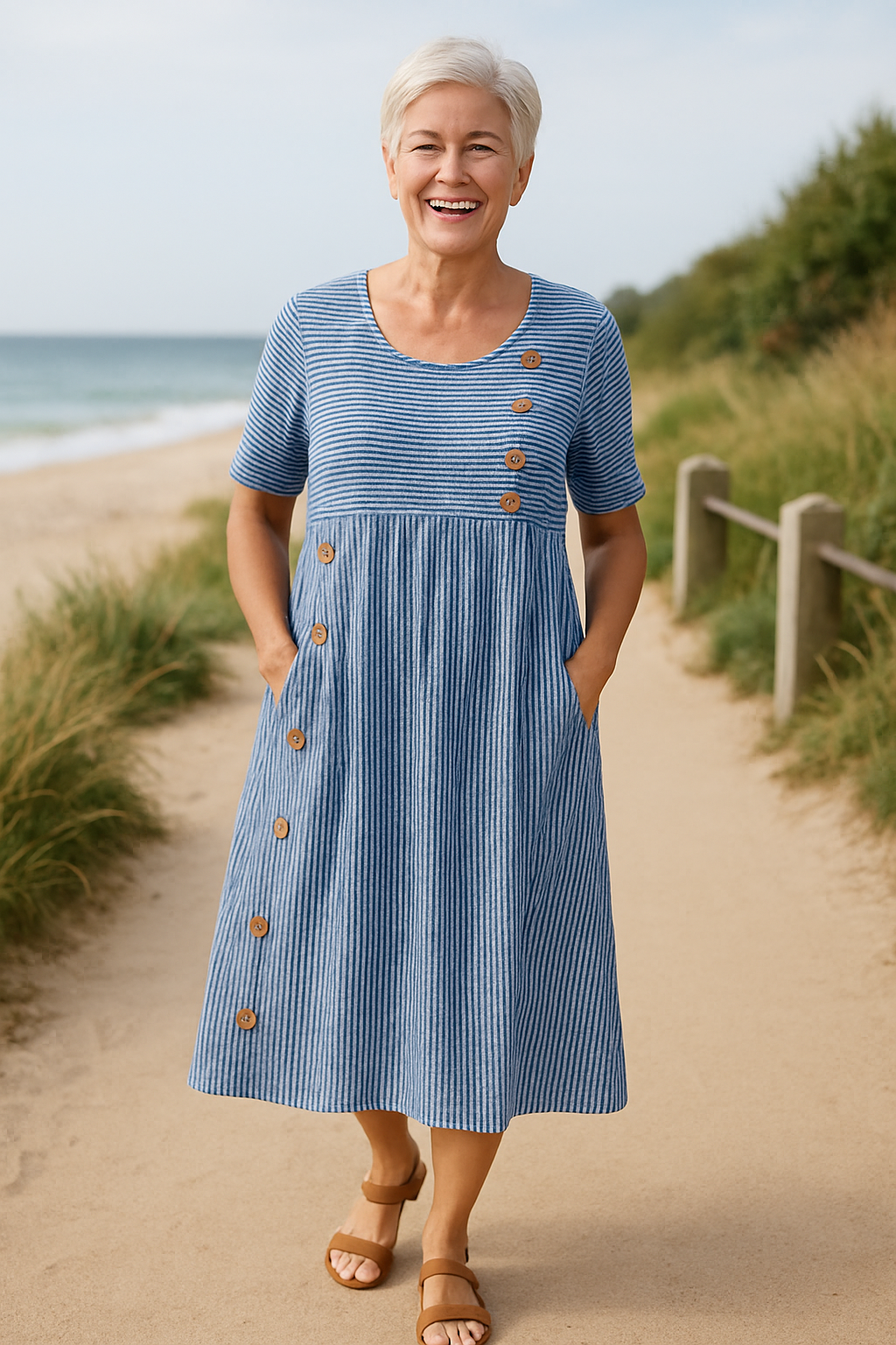 Brienne | Striped Midi Dress – Everyday Confidence