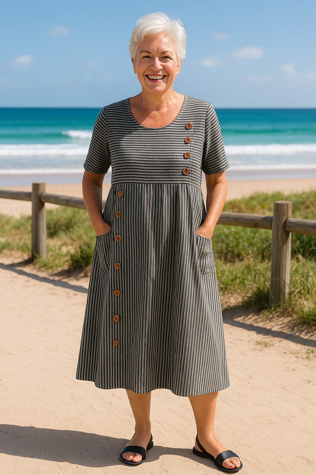 Brienne | Striped Midi Dress – Everyday Confidence