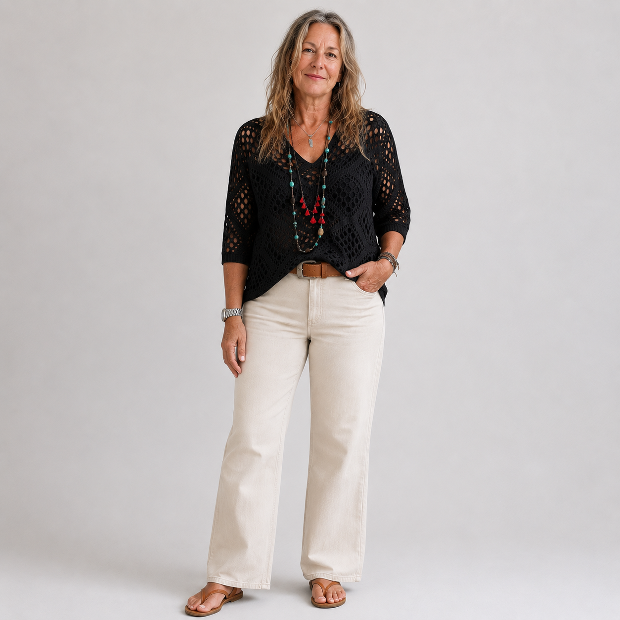 Christel | Breezy Crochet Batwing Top