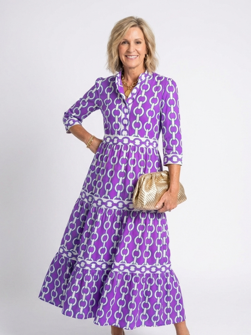 Ysolde | Three Quarter Sleeve Midi Dress