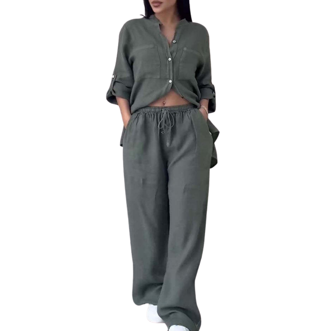 Jessica | Relaxed Flowing Shirt & Wide Leg Pants Set