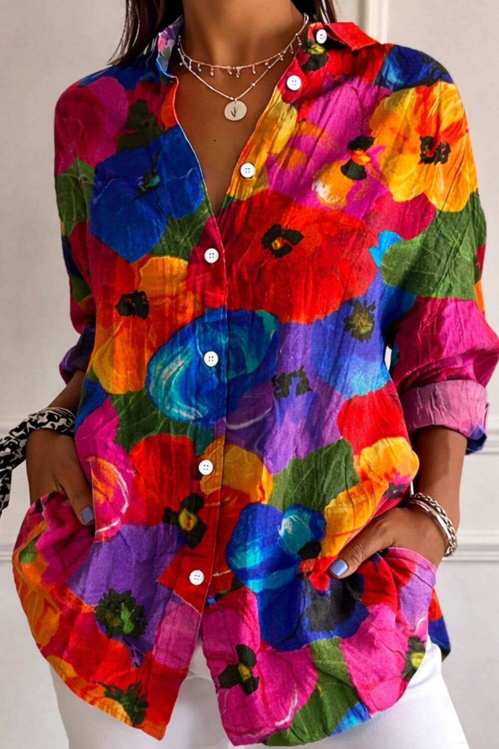 Sira | Colourful Floral Long Sleeve Shirt