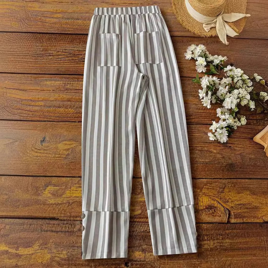 Sylvia | Comfortable Striped Wide-Leg Trousers