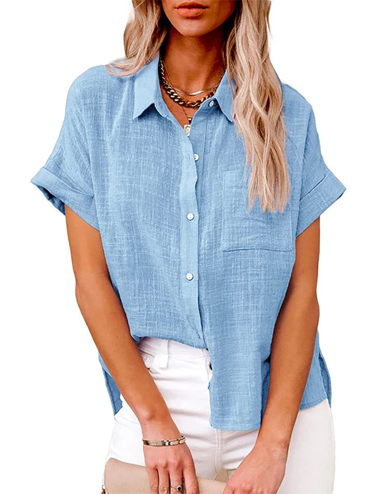 Elara | Relaxed Cotton Linen Blouse