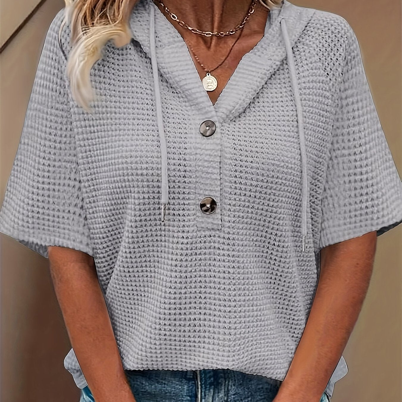 Harper | Casual Button Hoodie Top