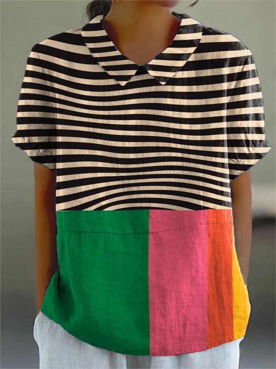 Eva | Bold Stripes and Color Block Shirt