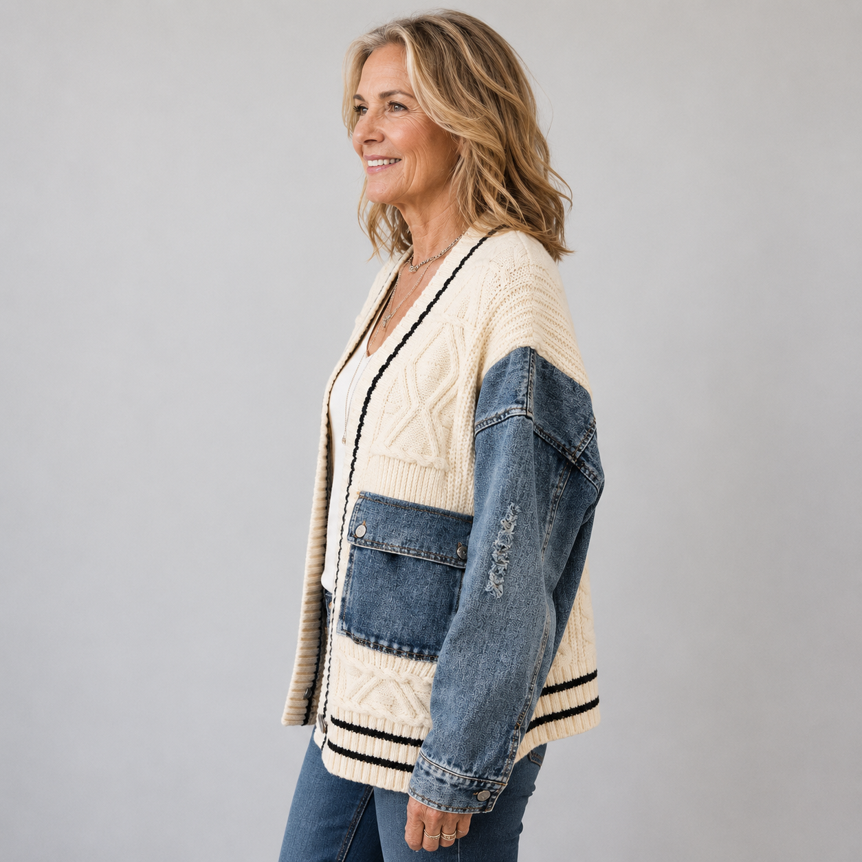 Charlie | Relaxed Patchwork Knit Cardigan