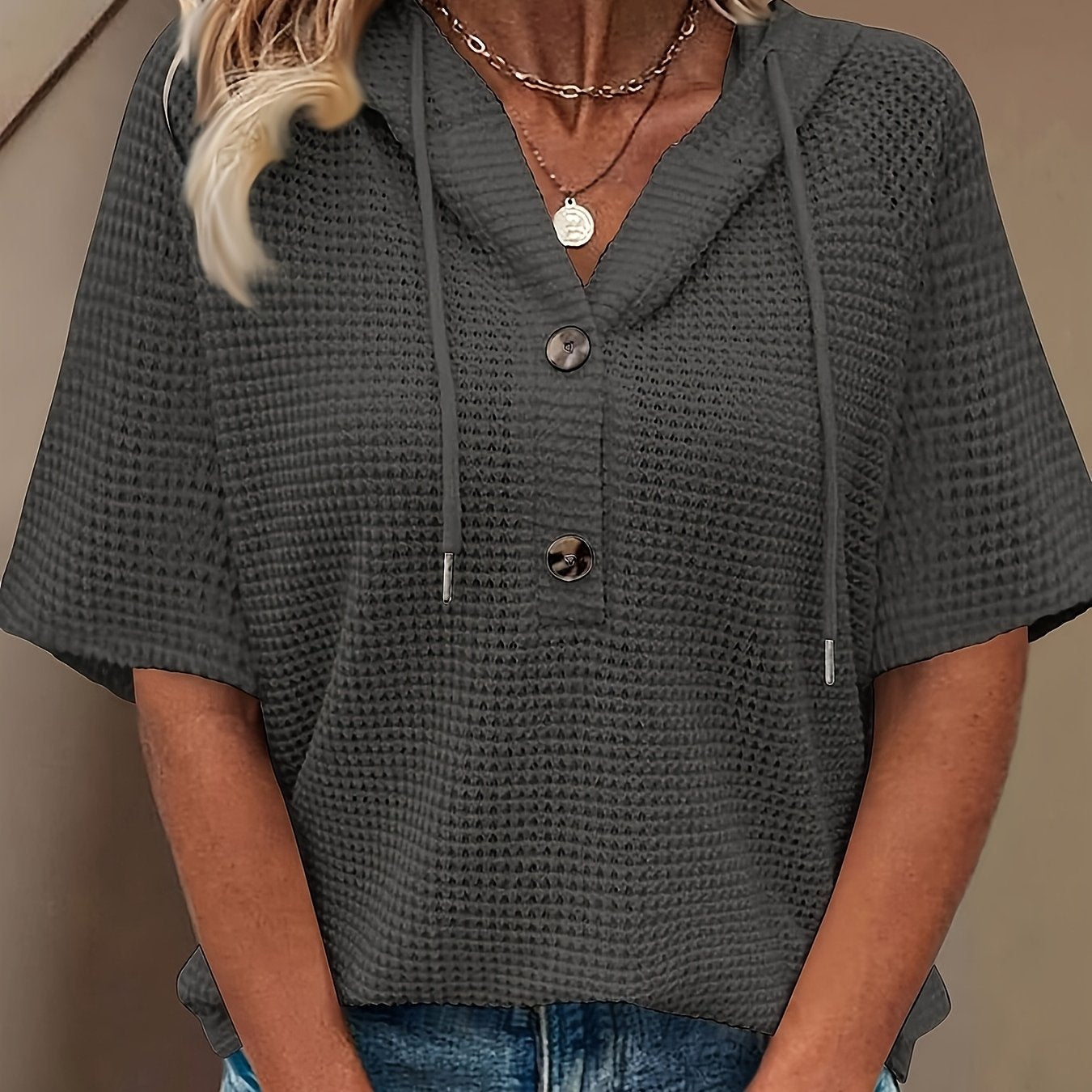 Harper | Casual Button Hoodie Top