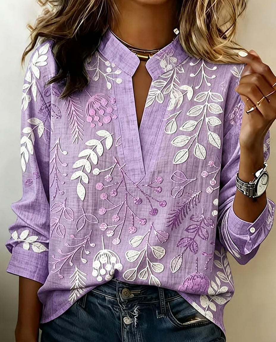 Eleni | Floral Print Blouse with High Neck