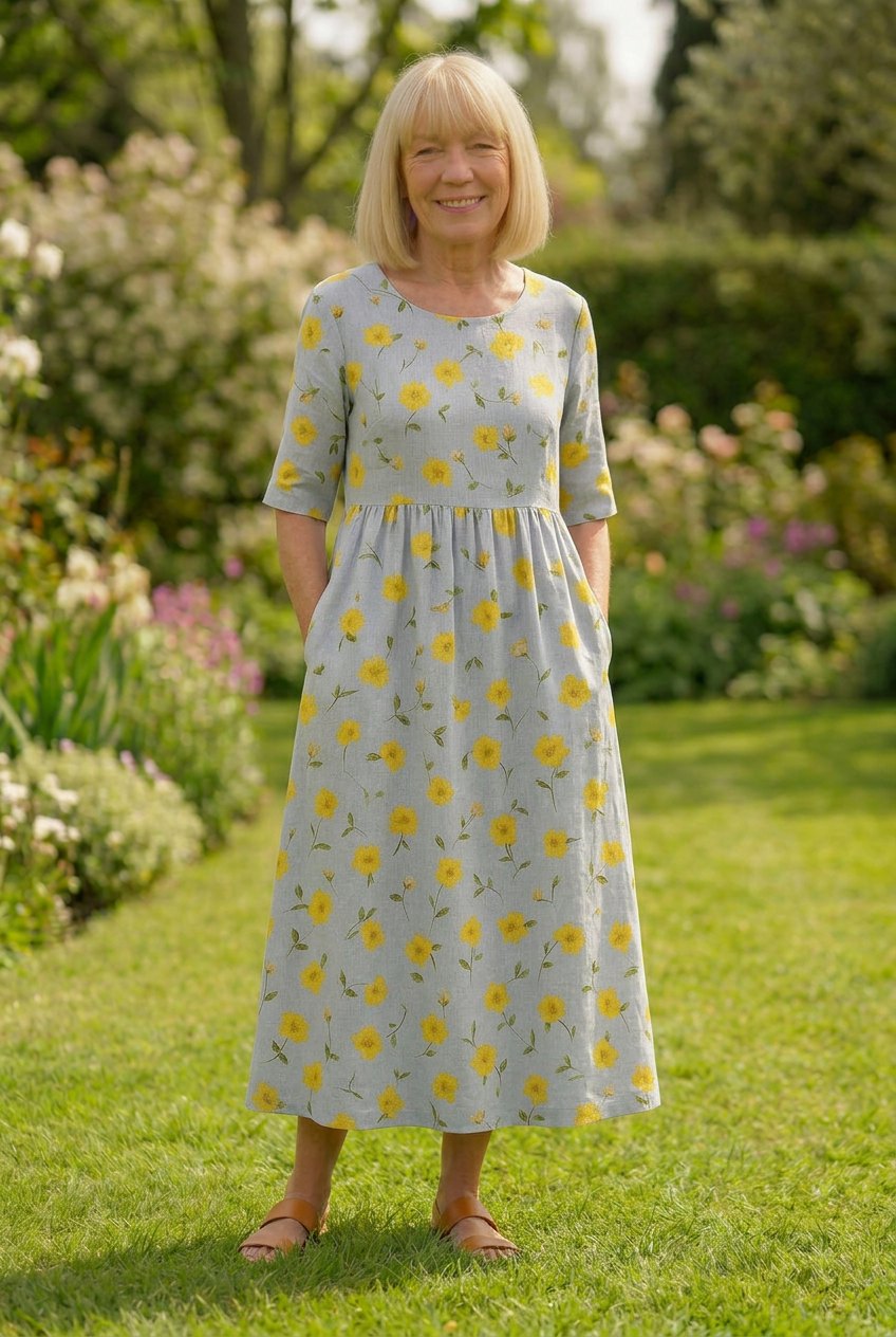 Eliza | Relaxed Midi Dress - Effortless Elegance, Everyday Comfort Light Yellow