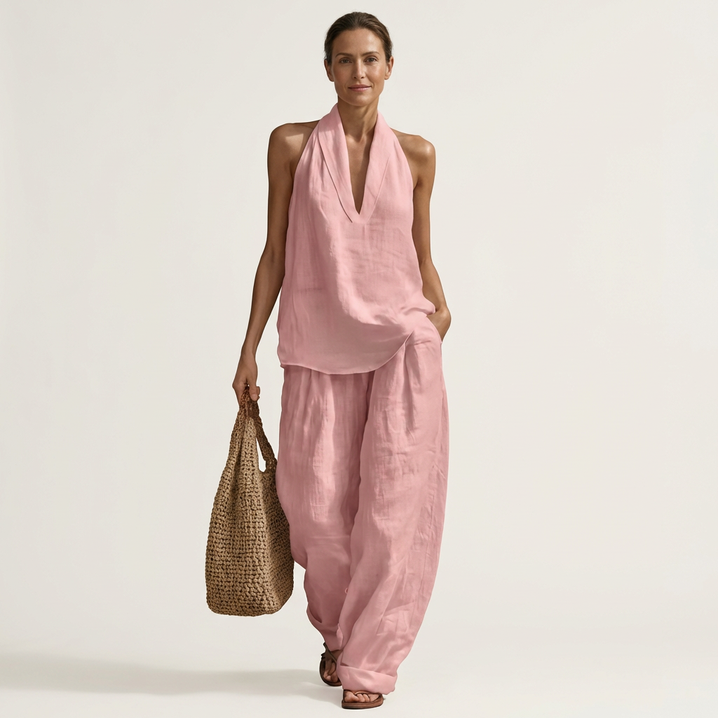Alima | Linen-Look Halter Set