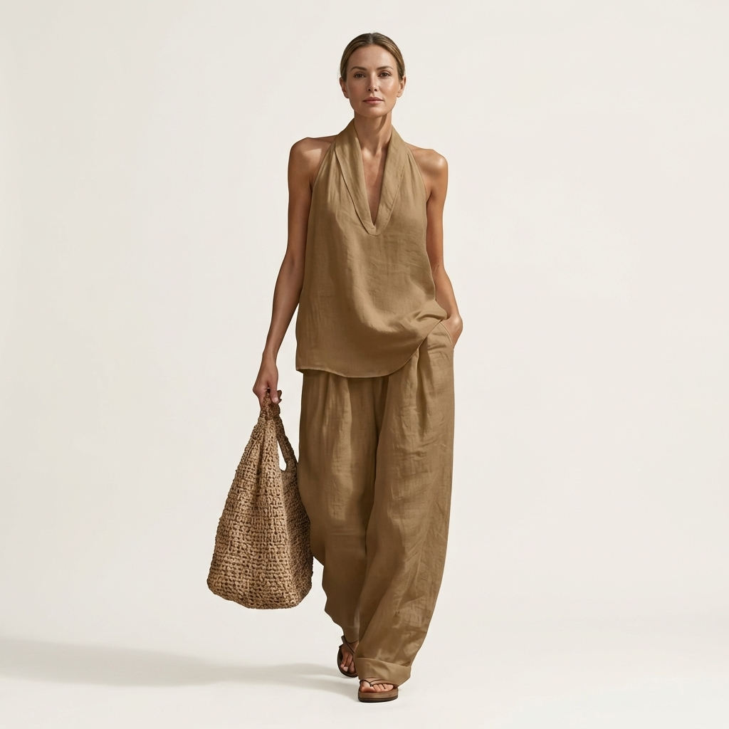 Alima | Linen-Look Halter Set