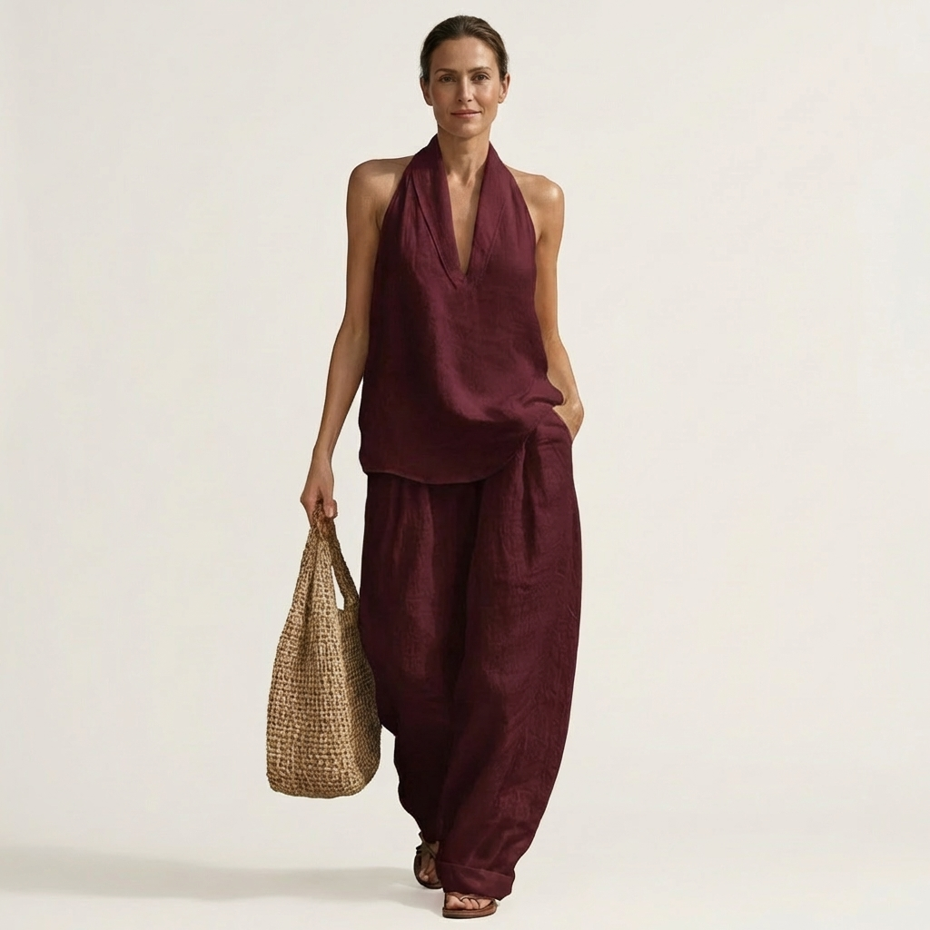 Alima | Linen-Look Halter Set